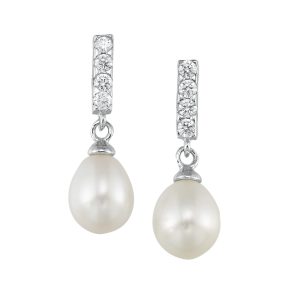 Silver & 1 1/2 ct. tw. Pearl Dangle Earring