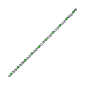 14K WG 1/2 ct. tw. Diamond & 2 1/2 ct. tw. Oval Cut Emerald Infinity Link Bracelet