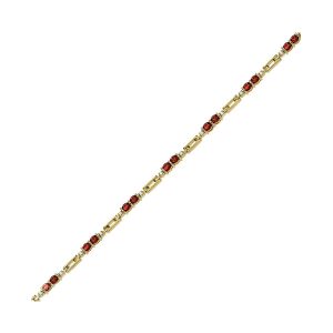 14K YG 1/4 ct. tw. Diamond & 3 5/8 ct. tw. Oval Cut Ruby Station Bracelet