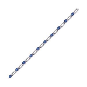 14K WG 1/5 ct. tw. Diamond & 1 3/4 ct. tw. Oval Cut Sapphire Station Bracelet