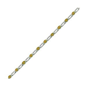 14K WG 1/5 ct. tw. Diamond & 1 1/4 ct. tw. Oval Cut Citrine Station Bracelet