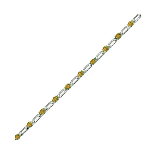 14K WG 1/5 ct. tw. Diamond & 1 1/4 ct. tw. Oval Cut Citrine Station Bracelet