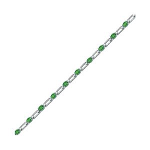 14K WG 1/5 ct. tw. Diamond & 1 5/8 ct. tw. Oval Cut Emerald Station Bracelet