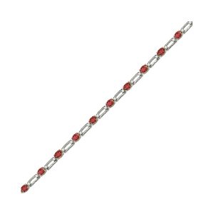14K WG 1/5 ct. tw. Diamond & 1 5/8 ct. tw. Oval Cut Ruby Station Bracelet