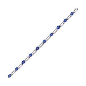 14K WG 1/5 ct. tw. Diamond & 1 5/8 ct. tw. Oval Cut Sapphire Station Bracelet