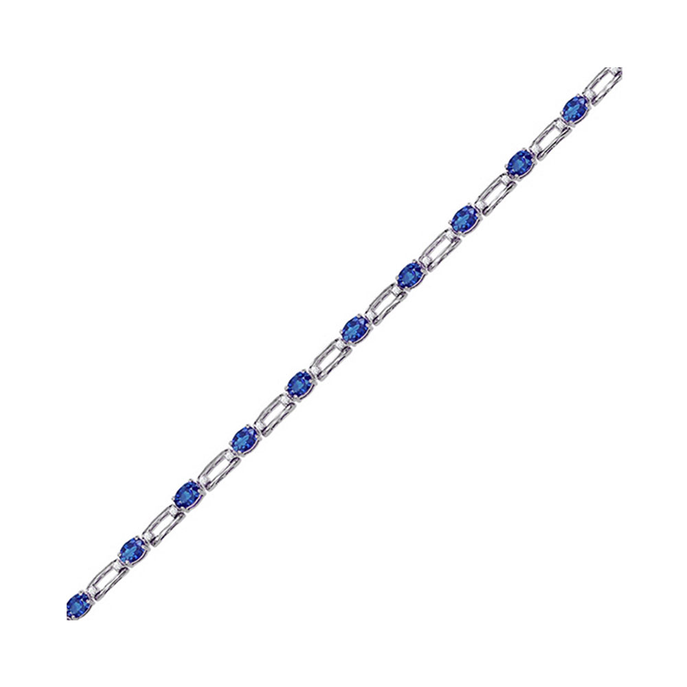 14K WG 1/5 ct. tw. Diamond & 1 5/8 ct. tw. Oval Cut Sapphire Station Bracelet