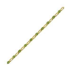 14K YG 1/5 ct. tw. Diamond & 1 1/2 ct. tw. Oval Cut Peridot Station Bracelet