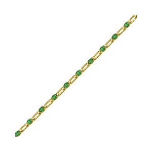 14K YG 1/5 ct. tw. Diamond & 1 5/8 ct. tw. Oval Cut Emerald Station Bracelet
