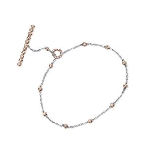 14K RG Plating 1/5 ct. tw. Diamond Mixed Metal Toggle Bar Bracelet