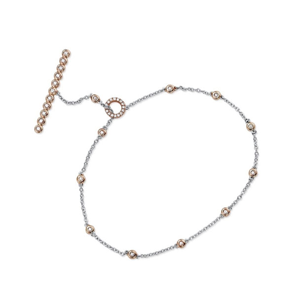 14K RG Plating 1/5 ct. tw. Diamond Mixed Metal Toggle Bar Bracelet