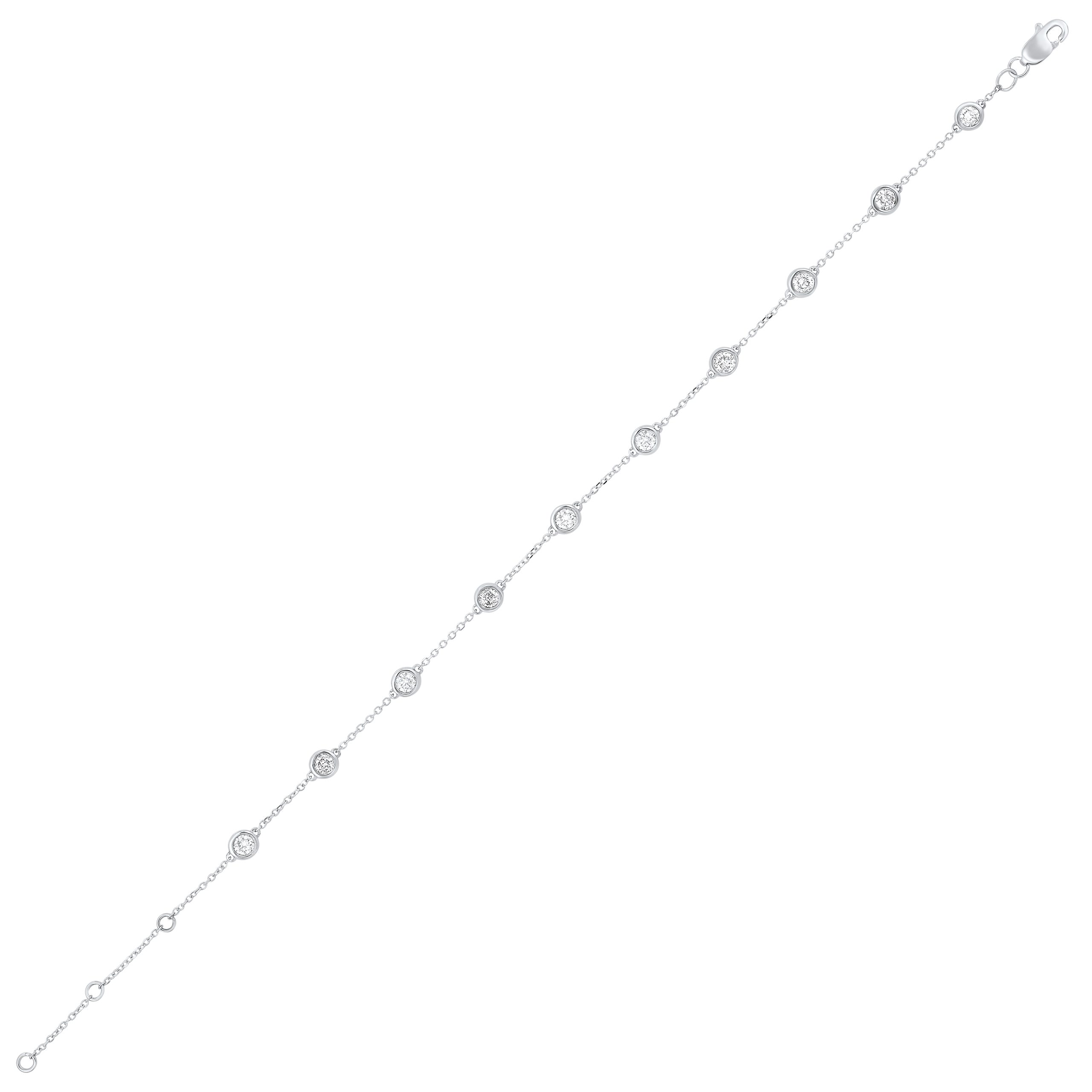 14K WG 3/4 ct. tw. Diamond by the yard Bracelet