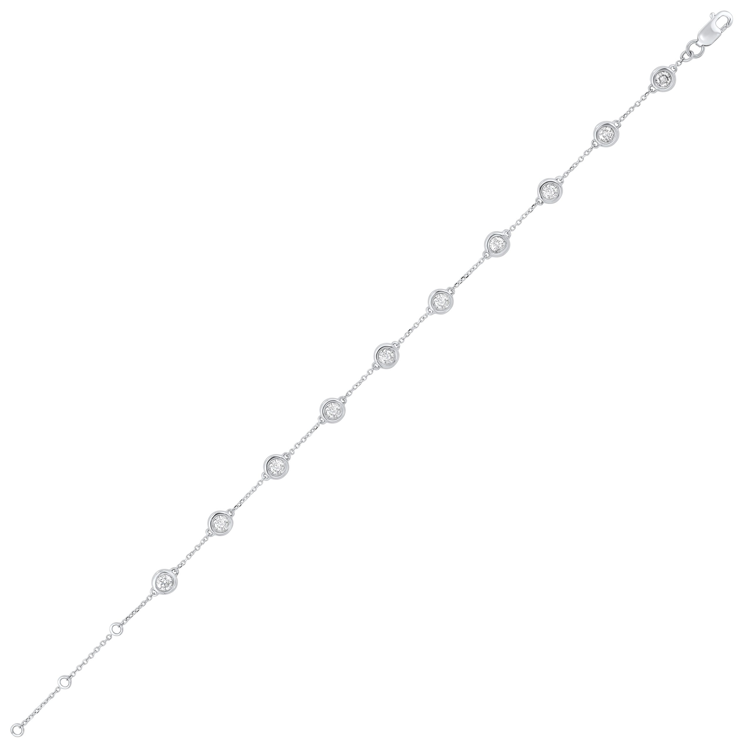 14K WG 1 ct. tw. Diamond by the yard Bracelet