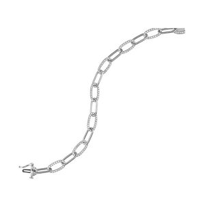 14K WG 1 1/2 ct. tw. Alternating Diamond  Paperclip Link Bracelet