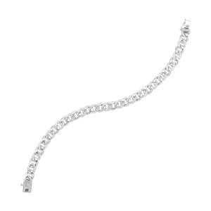 14K WG 1 1/2 ct. tw. Alternating Diamond Cuban Link Bracelet