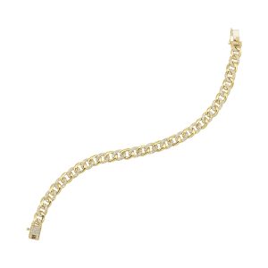 14K YG 1 1/2 ct. tw. Alternating Diamond Cuban Link Bracelet