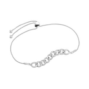 10K WG 5/8 ct. tw. Diamond Cuban Link Bolo Bracelet