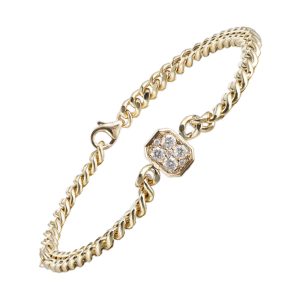 14K YG 1/3 ct. tw. Diamond Composite Cuban Chain Bracelet