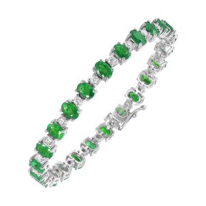 14K WG 1 5/8 ct. tw. Diamond & 9 1/6 ct. tw. Emerald Alternating Tennis Bracelet
