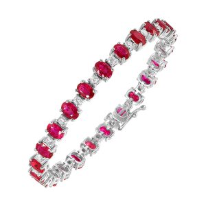 14K WG 1 5/8 ct. tw. Diamond & 13 1/3 ct. tw. Ruby Alternating Tennis Bracelet