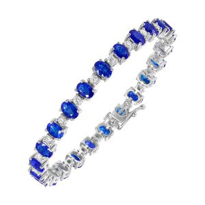 14K WG 1 5/8 ct. tw. Diamond & 13 ct. tw. Sapphire Alternating Tennis Bracelet