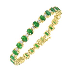 14K YG 1 5/8 ct. tw. Diamond & 9 1/6 ct. tw. Emerald Alternating Tennis Bracelet