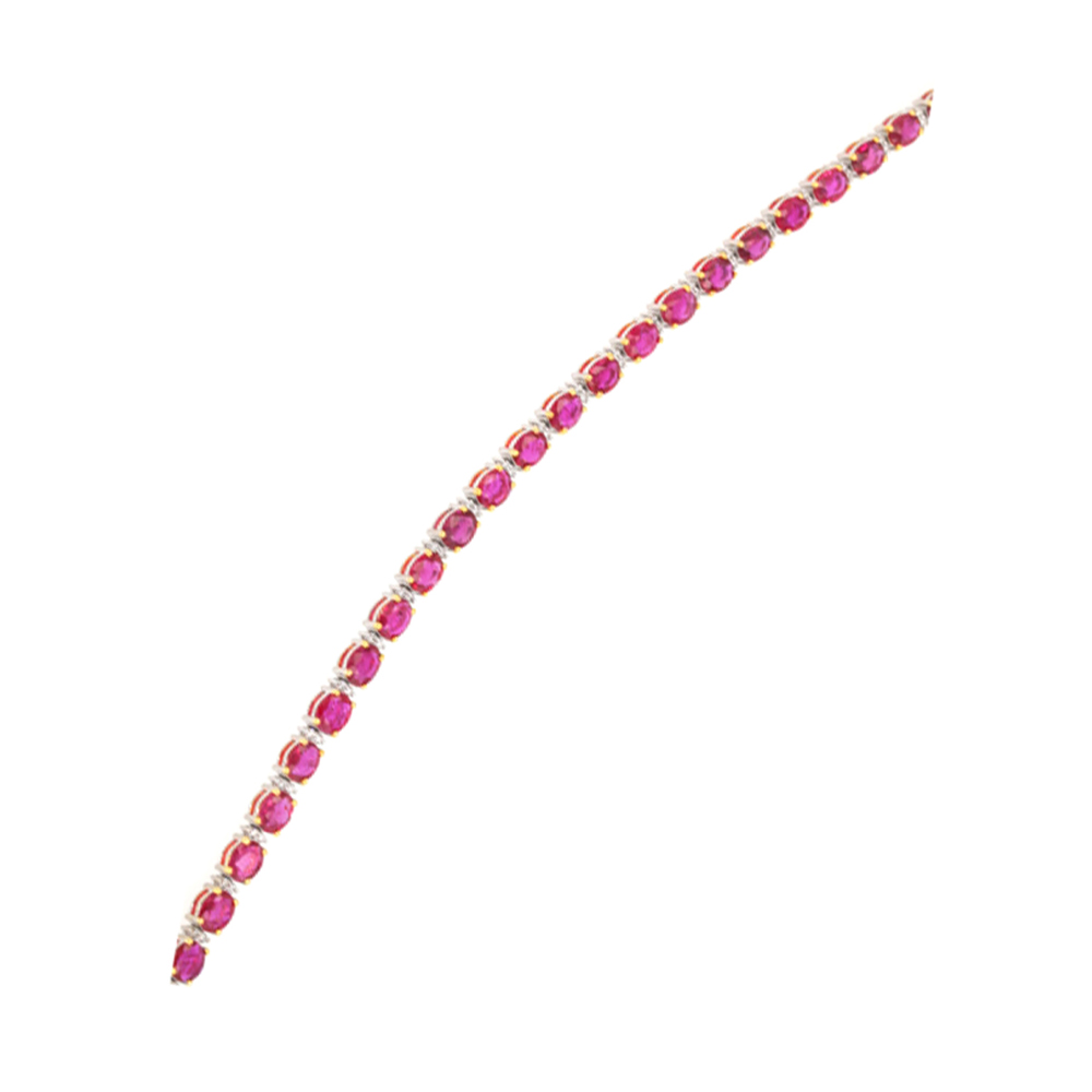 18K WG 3/8 ct. tw. Diamond & 7 5/6 ct. tw. Ruby Alternating Tennis Bracelet