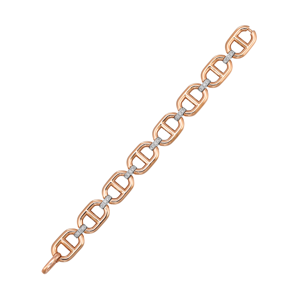 14K WRG 1 ct. tw. Diamond Mariner Link Bracelet