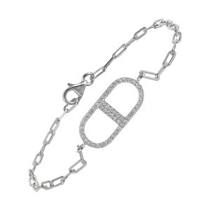 14K WG 1/7 ct. tw. Diamond Paperclip Chain Bracelet