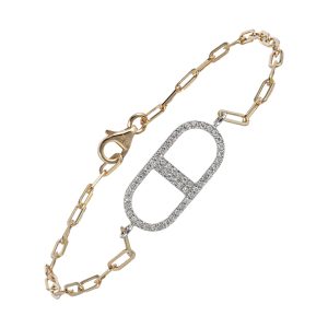 14K WYG 1/7 ct. tw. Diamond Paperclip Chain Bracelet