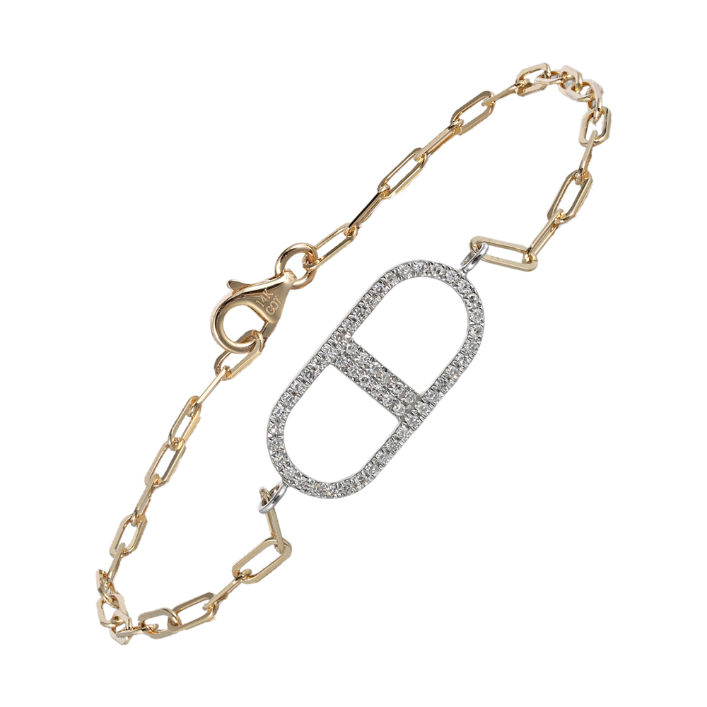 14K WYG 1/7 ct. tw. Diamond Paperclip Chain Bracelet