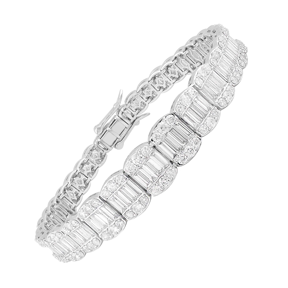 14K WG 8 3/8 ct. tw. Diamond Round & Baguette Composite Statement Bracelet