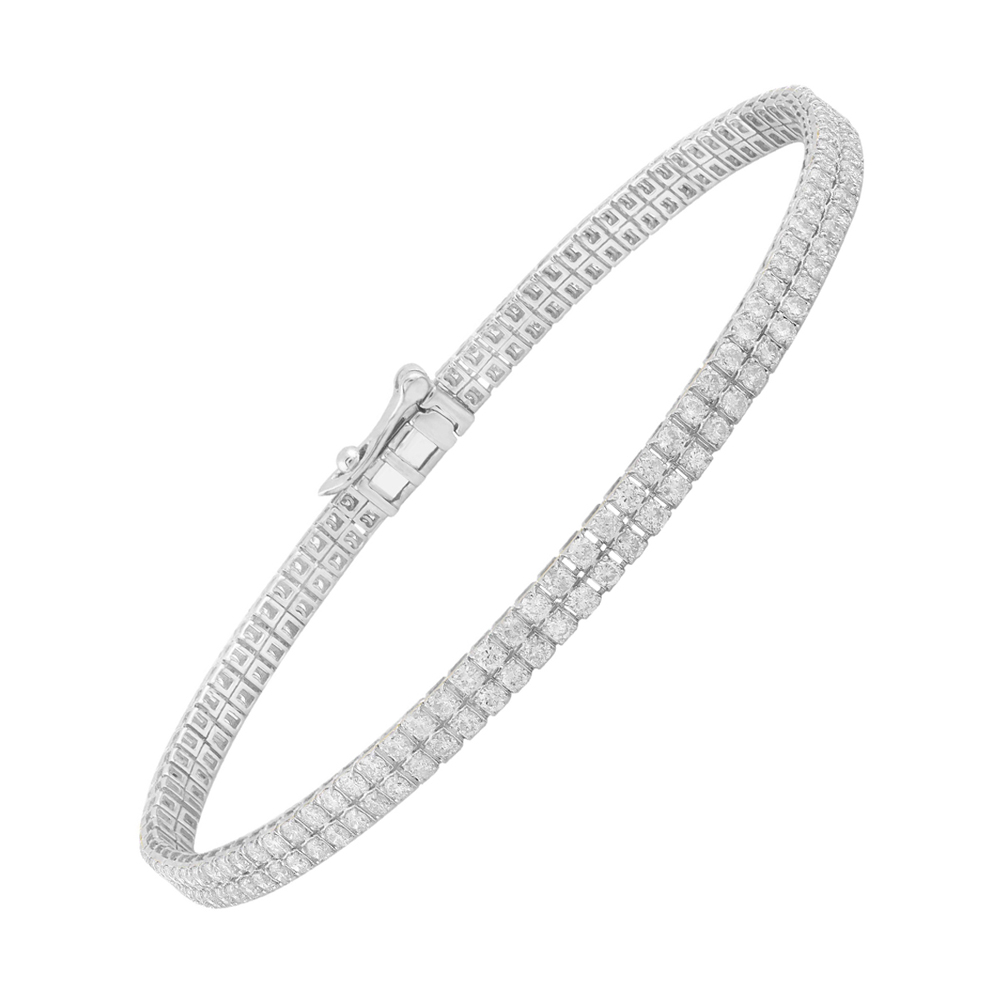 14K WG 3 1/5 ct. tw. Diamond Two Row Tennis Bracelet