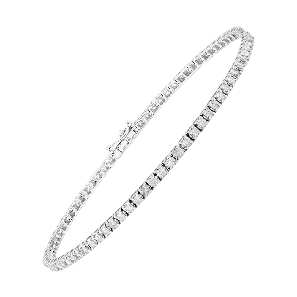 14K WG 1 ct. tw. Diamond Four Prong Tennis Bracelet