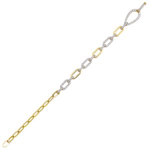 14K YG 3/4 ct. tw. Diamond Paperclip Link Chain Bracelet