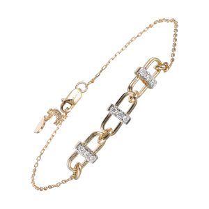14K YG 1/7 ct. tw. Diamond Link Chain Bracelet