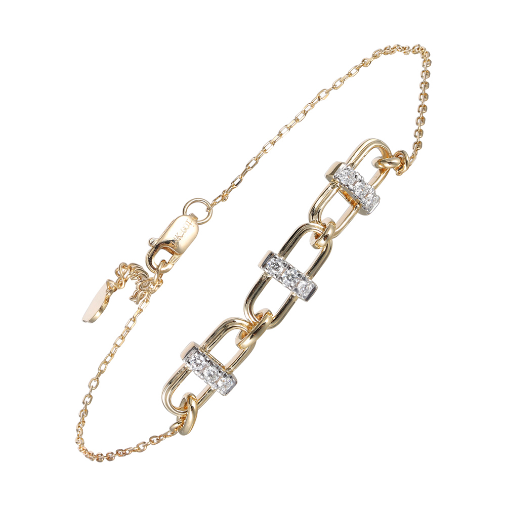 14K YG 1/7 ct. tw. Diamond Link Chain Bracelet
