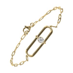 14K YG 1/12 ct. tw. Diamond Paperclip Chain Bracelet