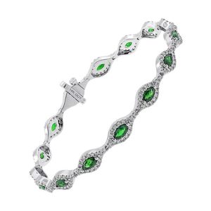 14K WG 1 1/2 ct. tw. Diamond & 2 5/8 ct. tw. Emerald Tennis Bracelet