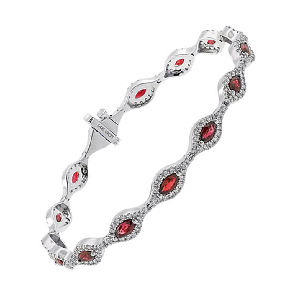 14K WG 1 1/2 ct. tw. Diamond & 2 5/8 ct. tw. Ruby Tennis Bracelet