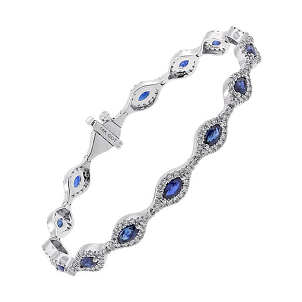 14K WG 1 1/2 ct. tw. Diamond & 2 5/8 ct. tw. Sapphire Tennis Bracelet