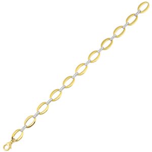 14K WYG 1/2 ct. tw. Diamond Mixed Metal Oval Link Bracelet