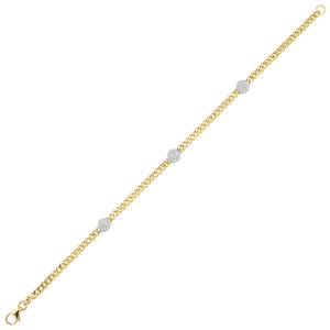 14K YG 1/6 ct. tw. Diamond Station Cuban Chain Bracelet