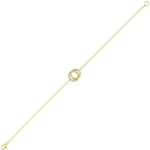 14K YG 1/10 ct. tw. Diamond Interlink Circle Chain Bracelet
