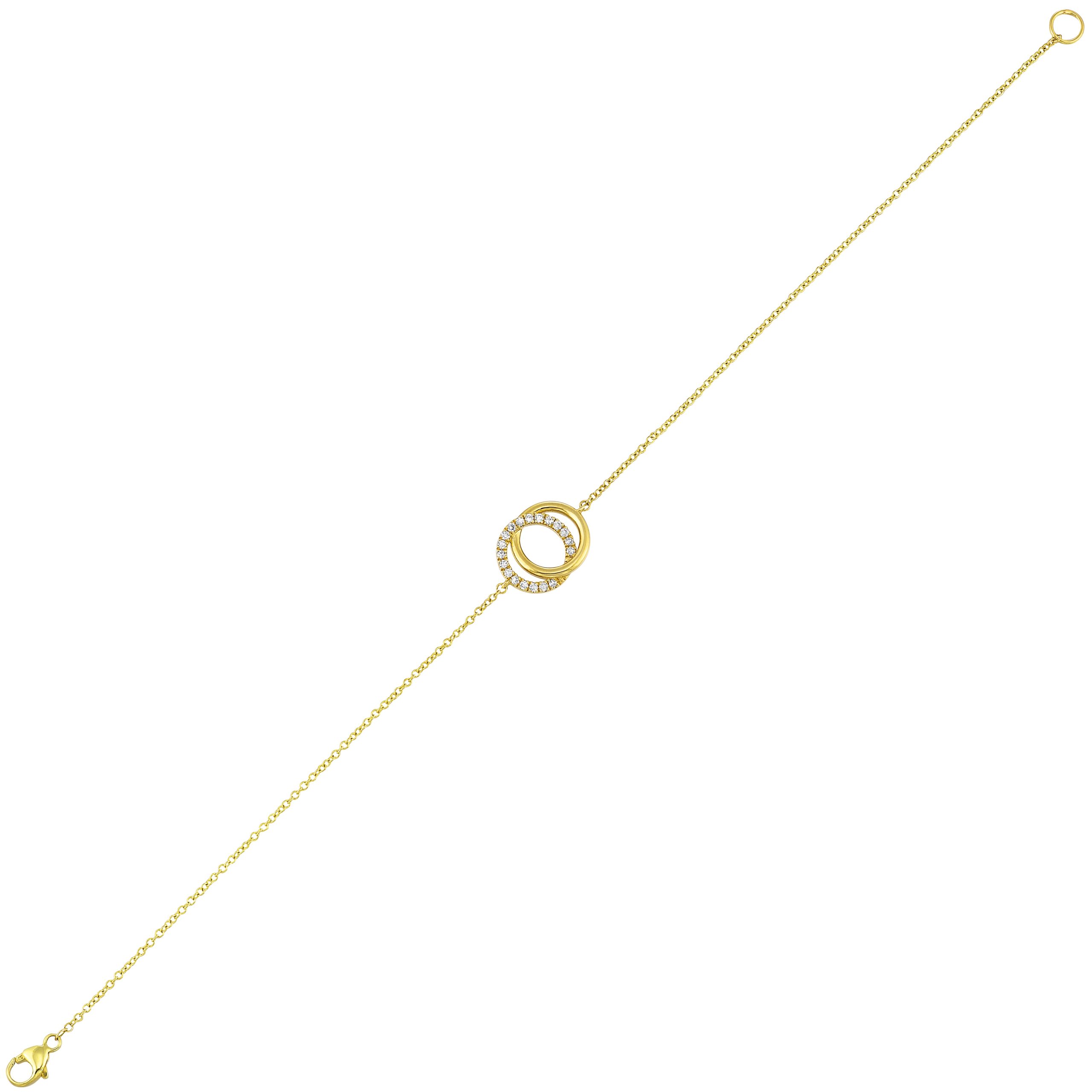14K YG 1/10 ct. tw. Diamond Interlink Circle Chain Bracelet