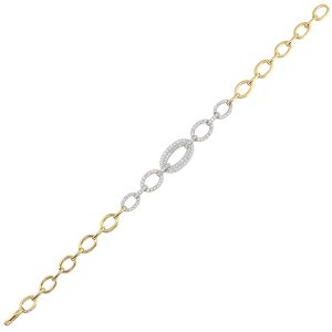 14K YG 3/4 ct. tw. Diamond Oval Link Chain Bracelet