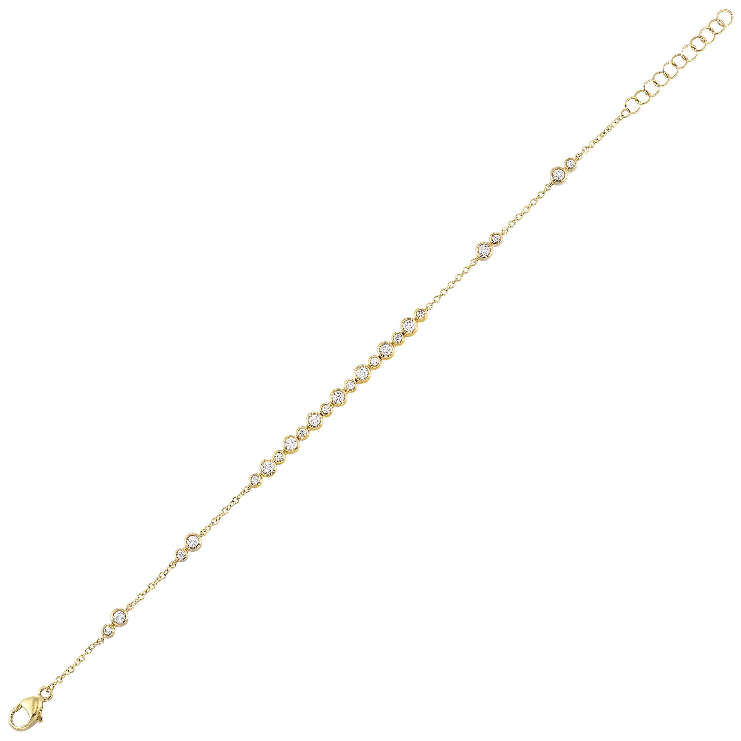 14K YG 1/2 ct. tw. Diamond Bezel Station Chain Bracelet
