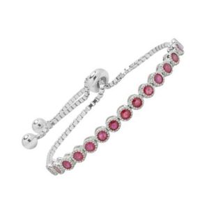 Silver 2 ct. tw. Ruby Bolo Bracelet