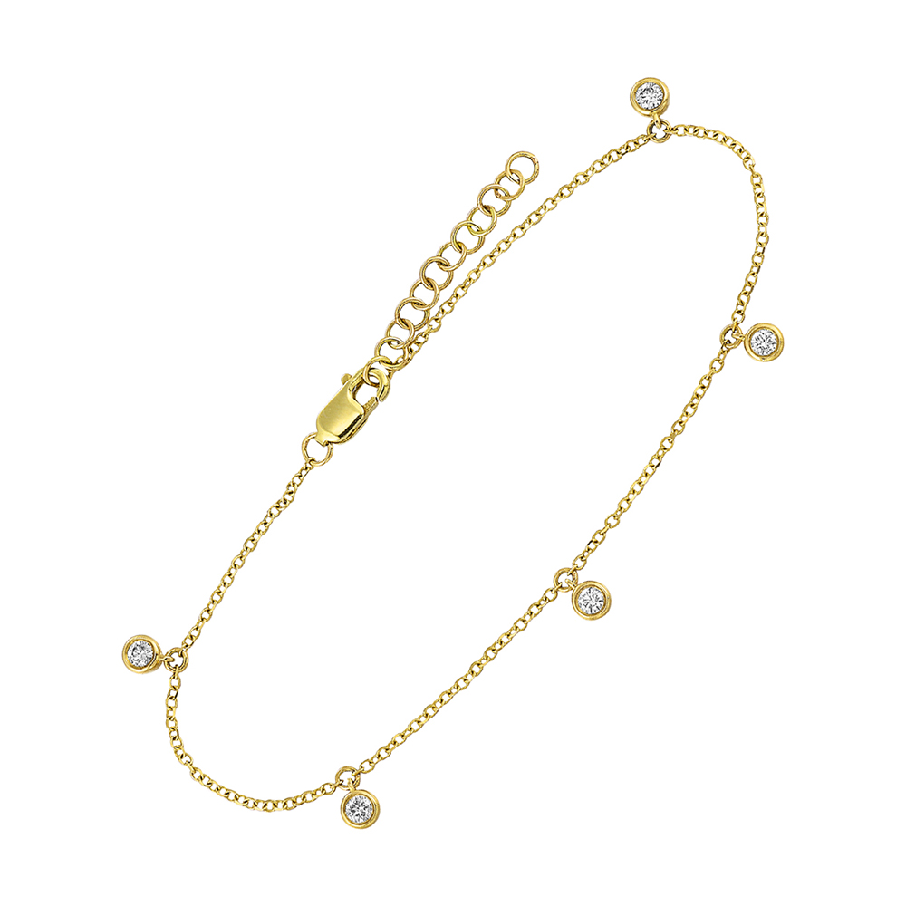 14K YG 1/4 ct. tw. Diamond by the Yard Bezel Chain Bracelet