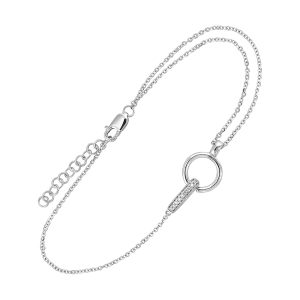 14K WG 1/20 ct. tw. Diamond Circle Interlink Chain Bracelet