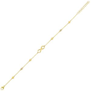 14K YG 1/20 ct. tw. Diamond Bead Station Infinity Chain Bracelet